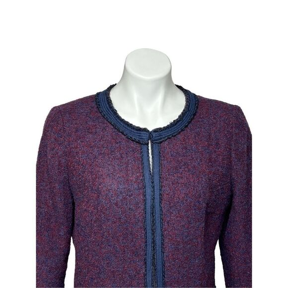 Talbots navy blue and burgundy wool blend tweed blazer size 10 - Picture 3 of 14